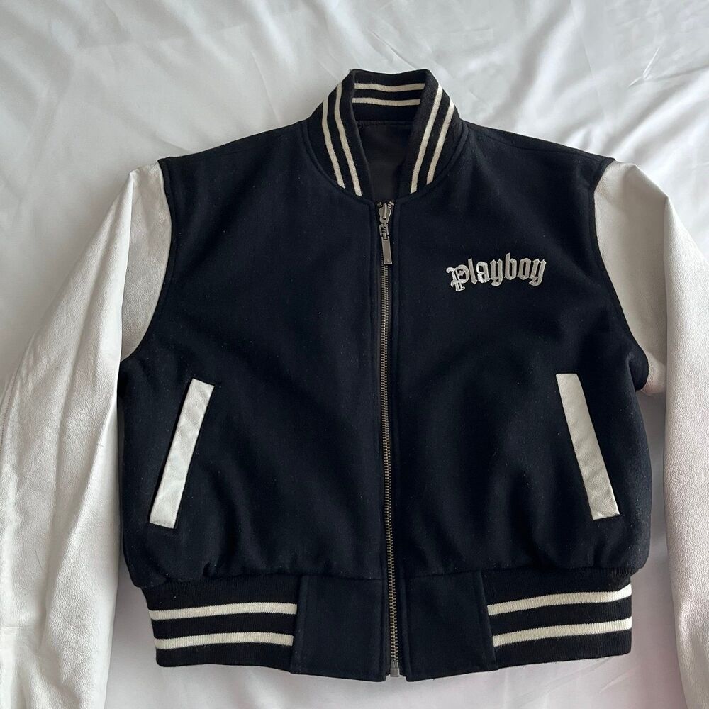Vintage Playboy Varsity Jacket Reversible Women’s Size Small Y2K Sweater 2000s - Picture 3 of 12